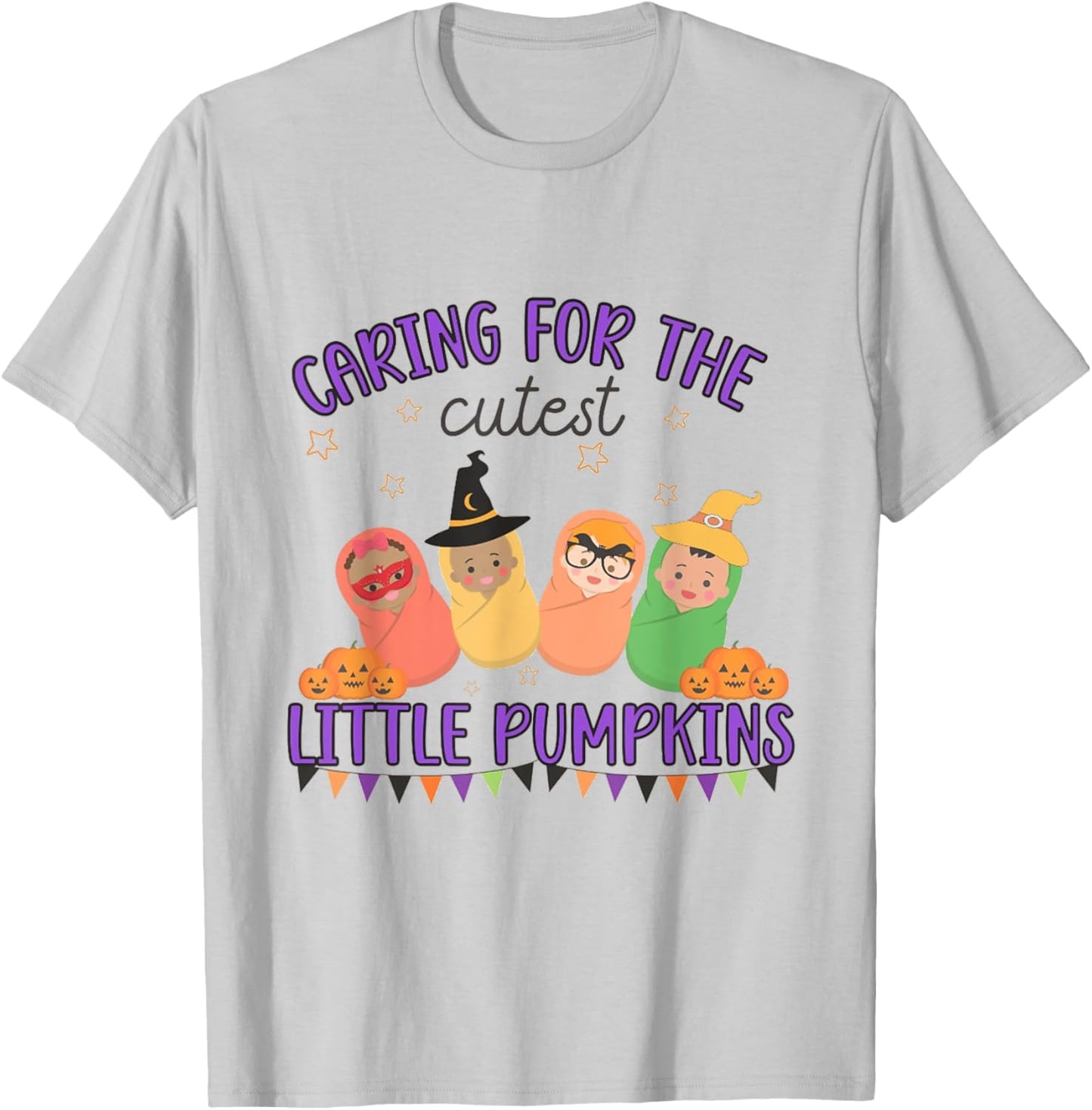 Mother Baby Nurse Halloween for work, Cute Fall Postpartum N T-Shirt - T-Shirt | Ash