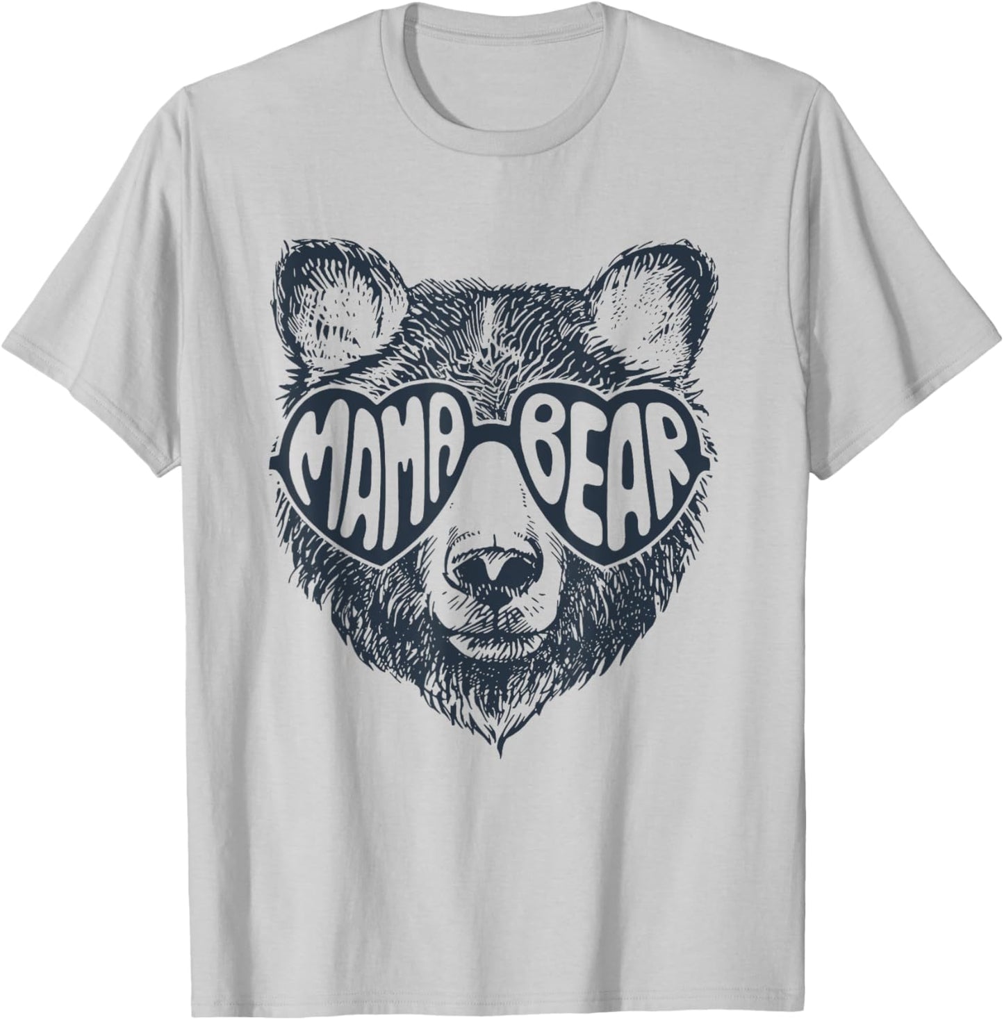 Mama Bear Face Sunglasses Print Mother's Day T-Shirt - T-Shirt | Ash