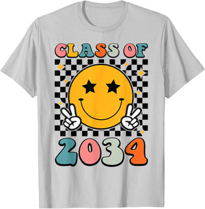 Retro Class of 2034 Grow with Me Graduation 2034 Senior 34 T-Shirt - T-Shirt | Ash