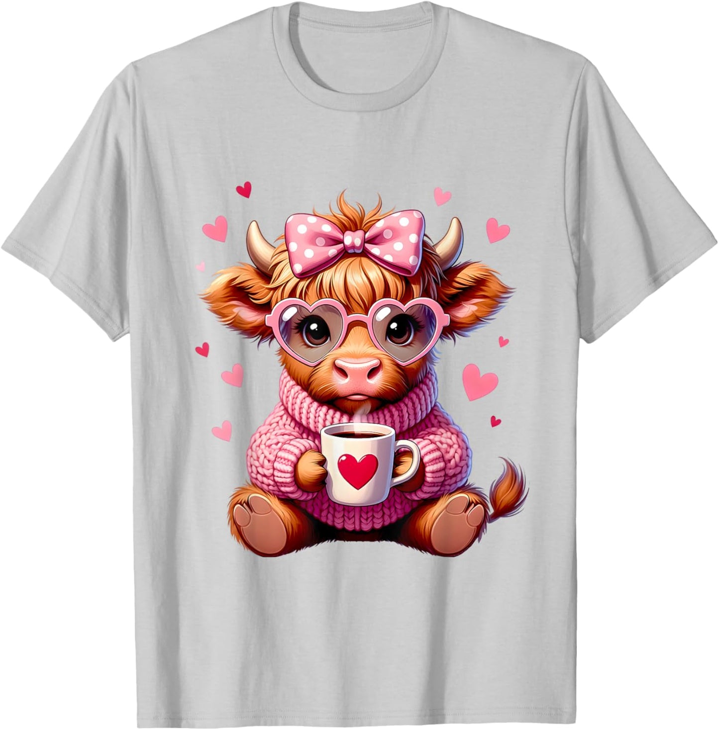 Highland Cow Cute Adorable Highland Cow Girl Graphic T-Shirt - T-Shirt | Ash