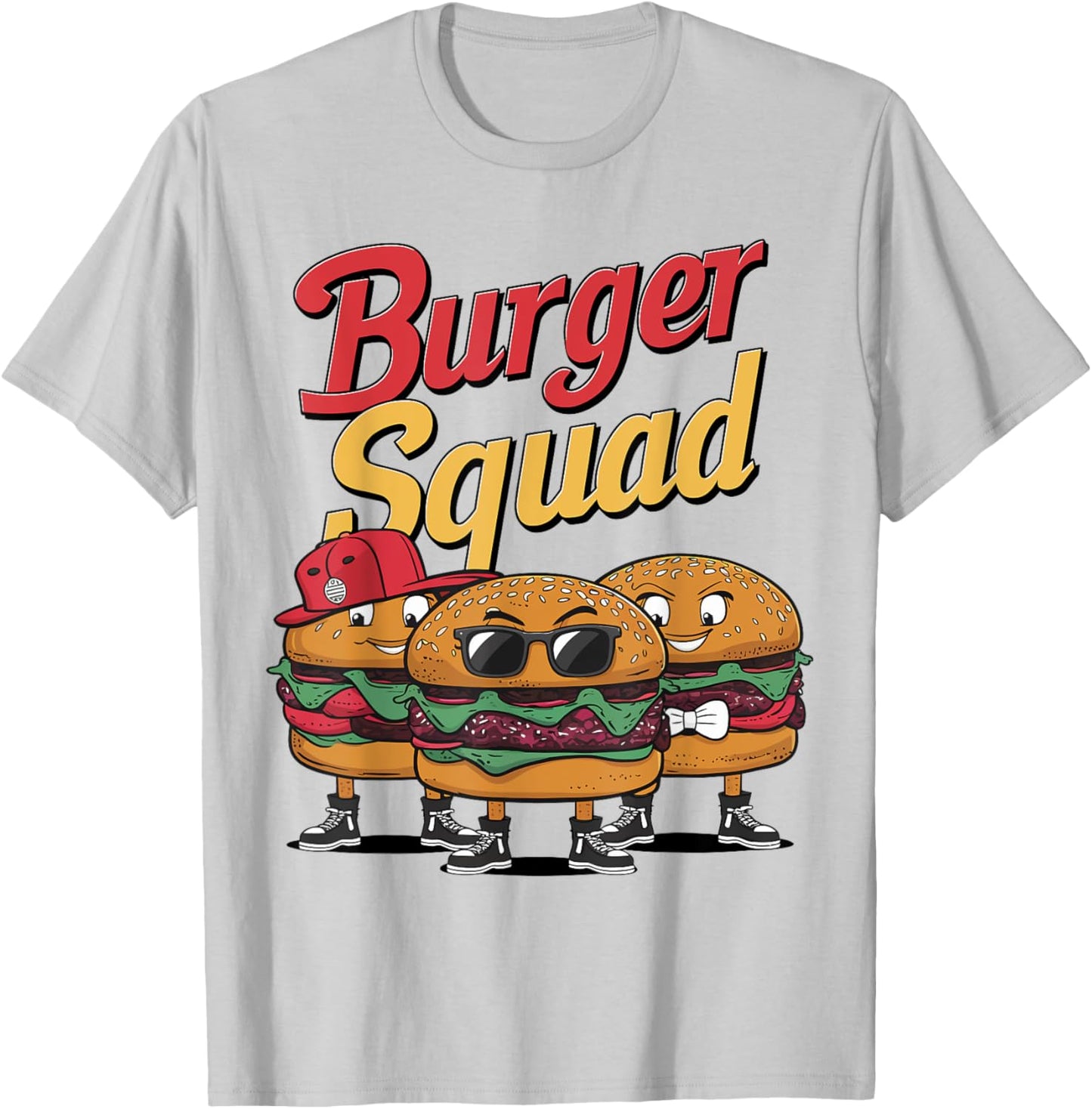 Burger Squad Cool Cheeseburger Food Lover Hamburger T-Shirt - T-Shirt | Ash