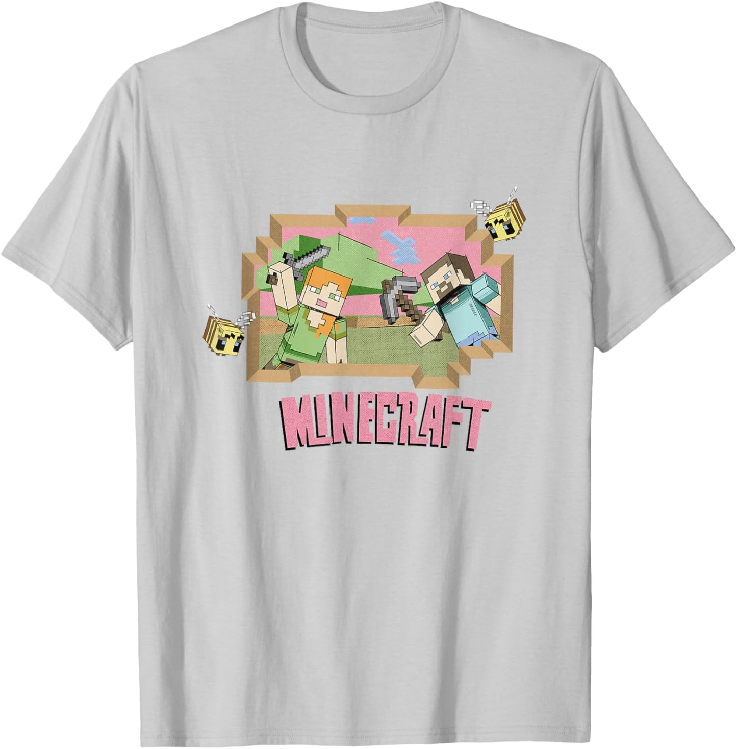 Minecraft Steve & Alex On An Adventure Vintage T-Shirt - T-Shirt | Ash
