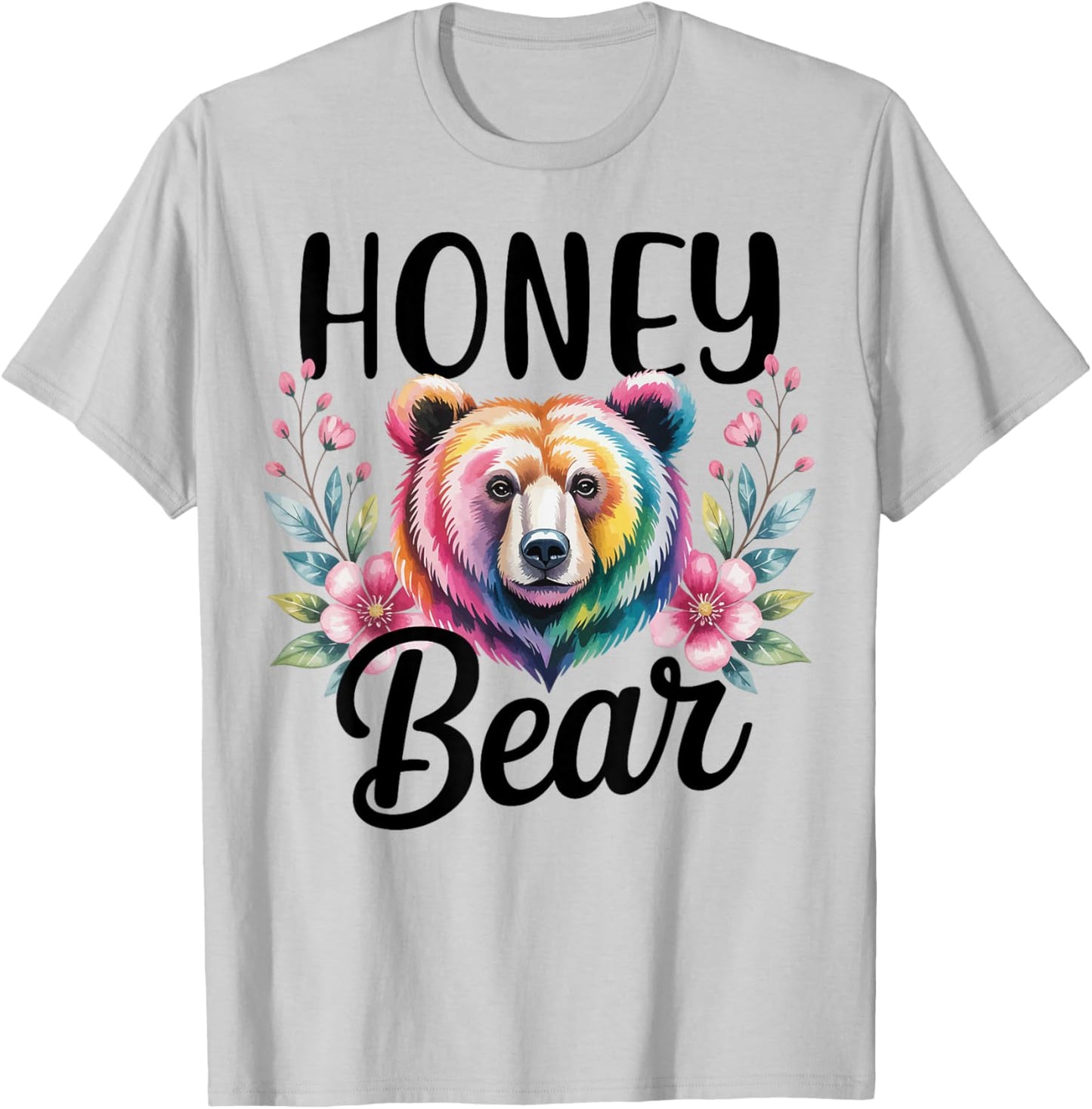 Honey Bear Floral Graphic for Mothers Day Moments T-Shirt - T-Shirt | Ash