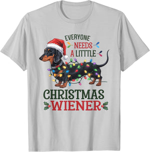 Funny Dachshund Everyone Needs a Little Christmas Weiner T-Shirt - T-Shirt | Ash