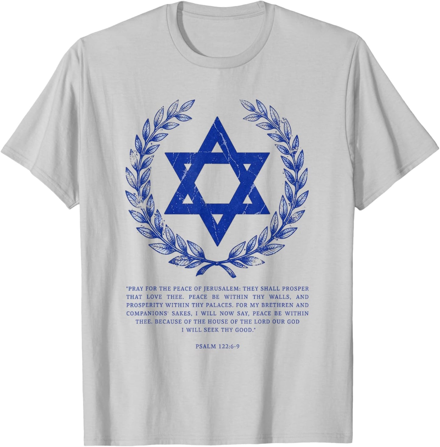 Psalms 122:6-9 Elegant Star of David Israel Bible Verse T-Shirt - T-Shirt | Ash