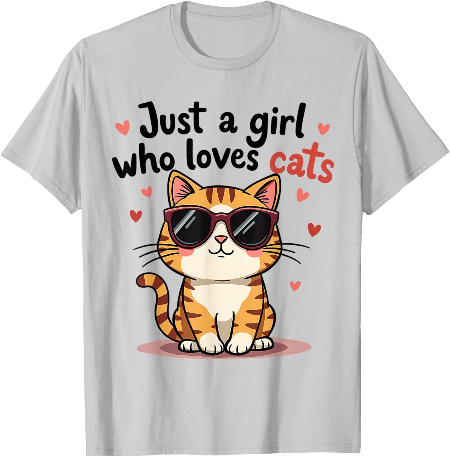 Cats Just A Girl Who Loves Cats T-Shirt - T-Shirt | Ash