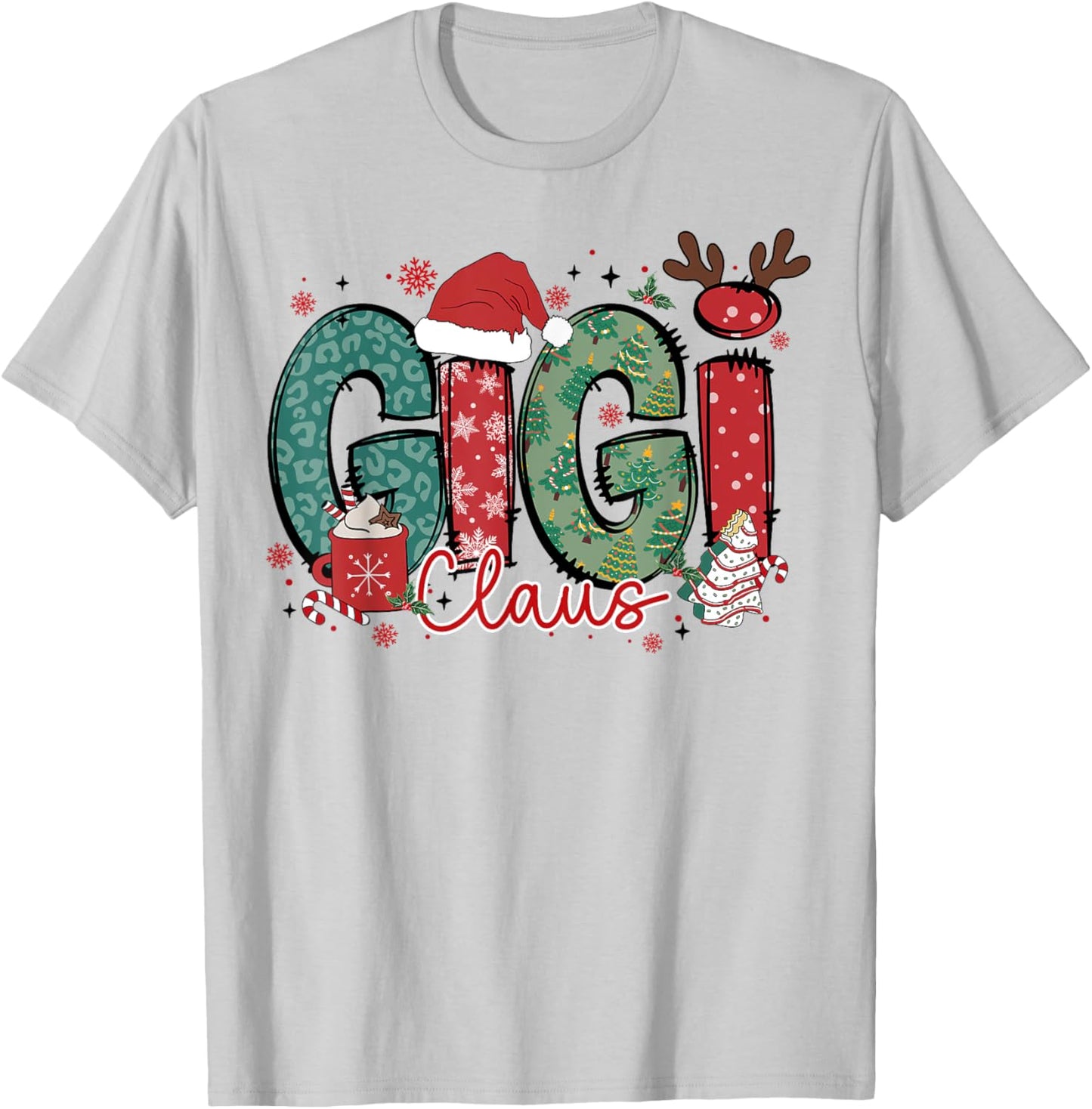 Gigi Claus Christmas Pajama Santa Claus Family Matching T-Shirt - T-Shirt | Ash
