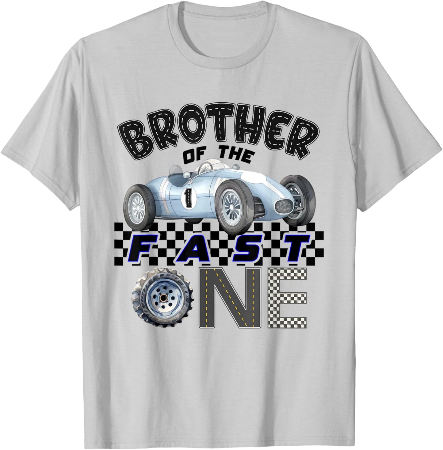 Brother of The Fast One Birthday 1st Race Car Family T-Shirt - T-Shirt | Ash