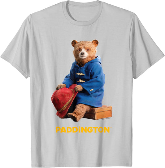 Paddington Bear in Peru Sat on Suitcase T-Shirt - T-Shirt | Ash
