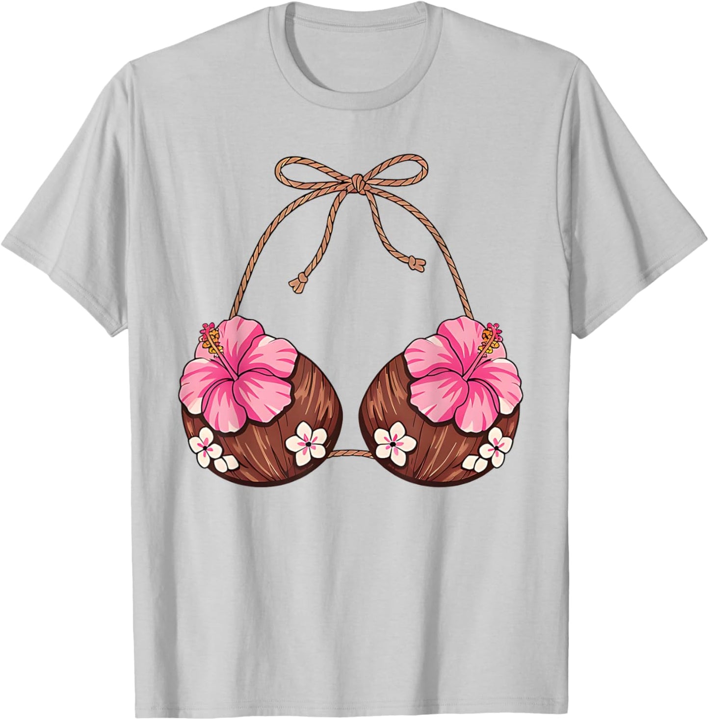 Coconut Bra Hawaiian Tropical Costume Luau Party Hawaii Girl T-Shirt - T-Shirt | Ash