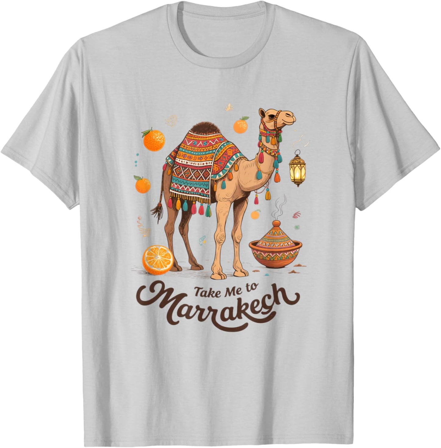 Moroccan Art Camel Art Take Me to Marrakech Morocco Souvenir T-Shirt - T-Shirt | Ash