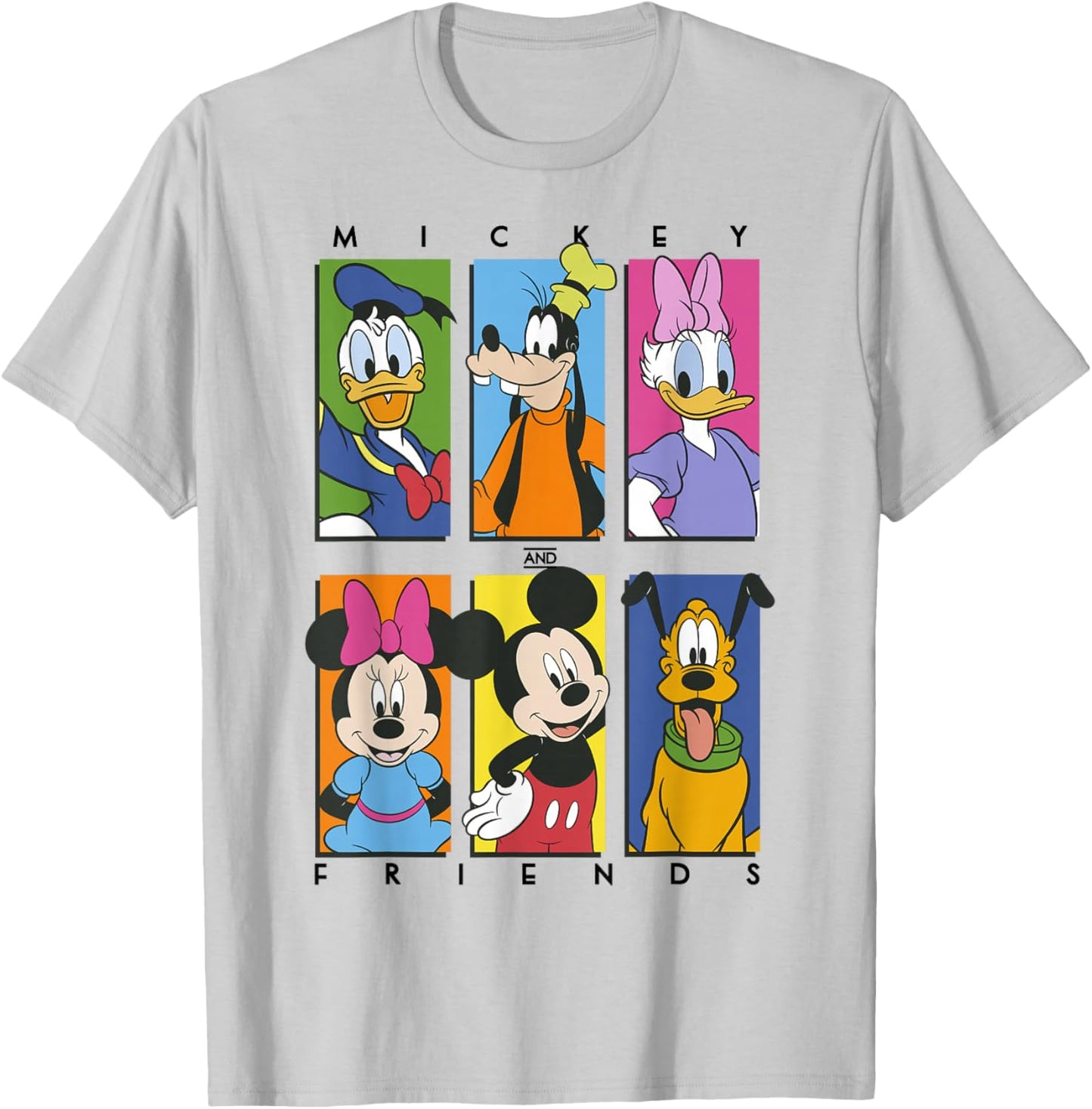 Disney Mickey and Friends Group Shot Panels T-Shirt - T-Shirt | Ash