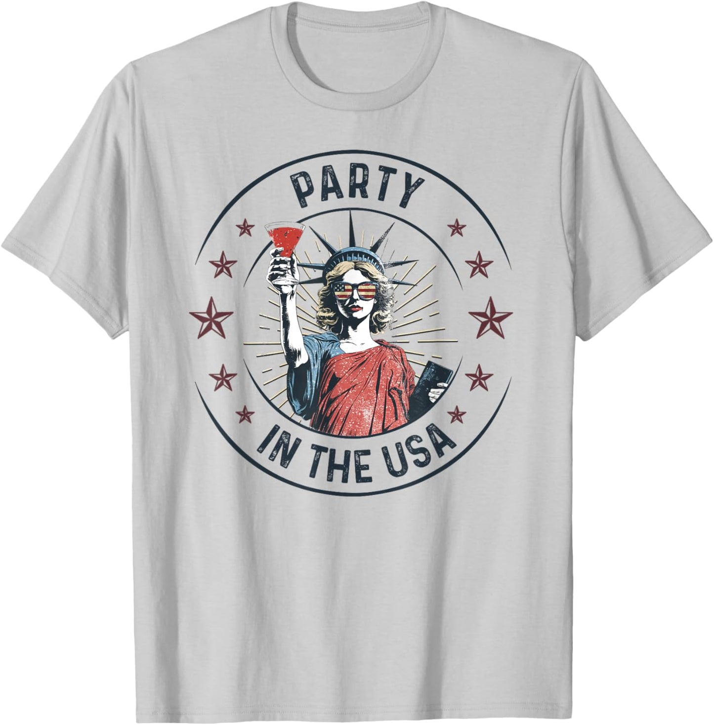 Vintage Retro Party in the USA 4th Of July Lovers Drinking T-Shirt - T-Shirt | Ash