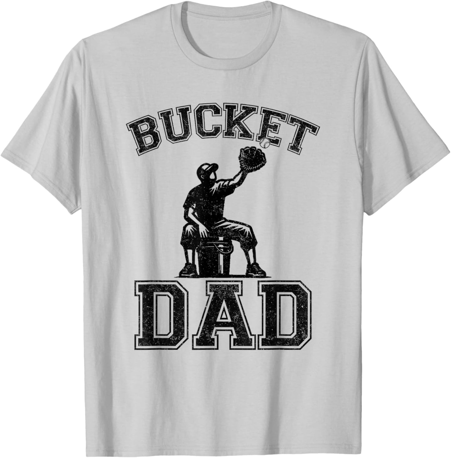 Bucket Dad Softball Coach Father's Day Funny T-Shirt - T-Shirt | Ash