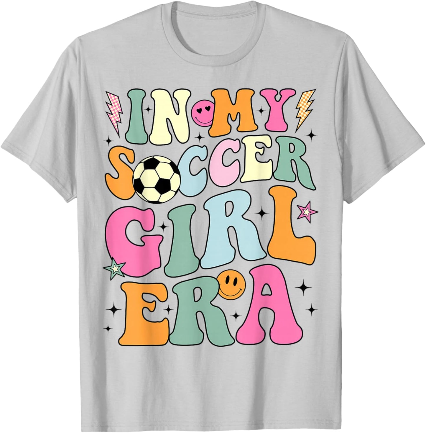 In My Soccer Girl Era Retro Groovy Soccer Girl T-Shirt - T-Shirt | Ash
