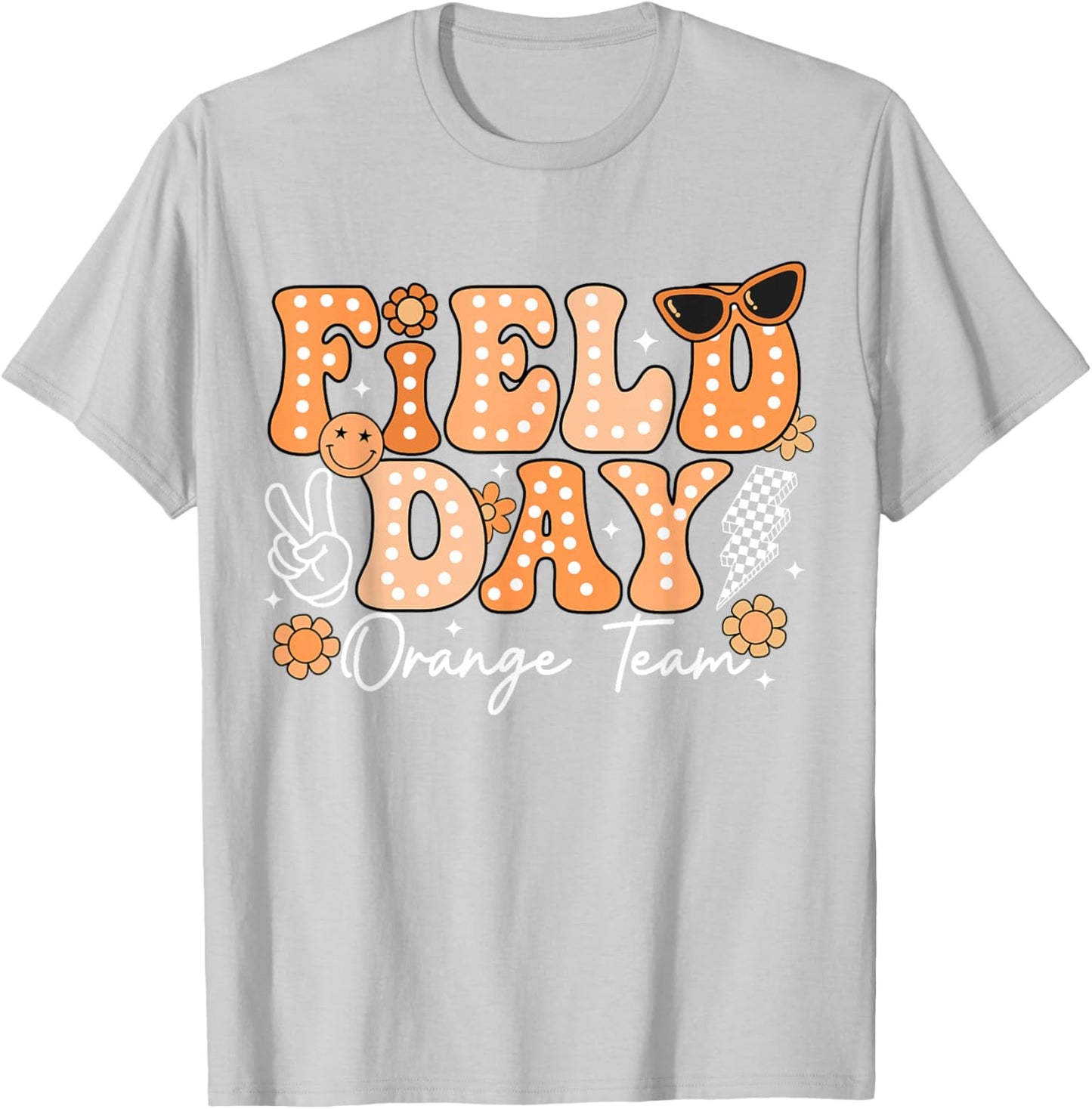 Orange Team Just Here for Field Day Fun Day 2026 Teacher Kid T-Shirt - T-Shirt | Ash