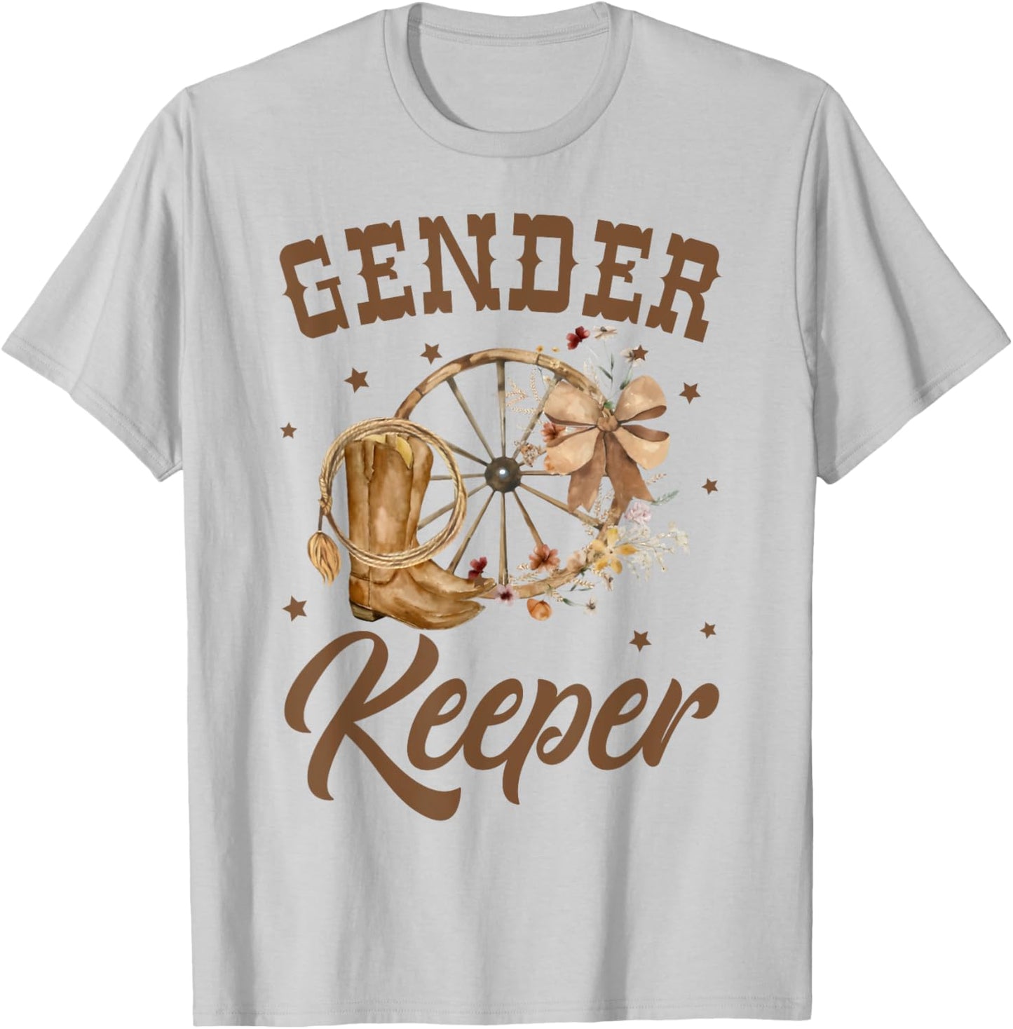 Boots or Bows Gender Reveal Decorations Keeper of the Gender T-Shirt - T-Shirt | Ash