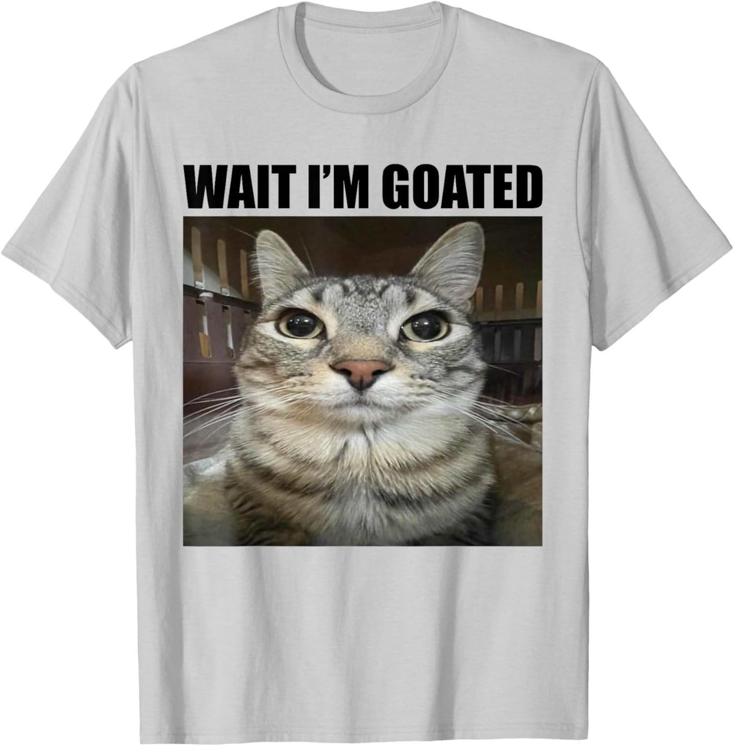 Wait I'm Goated Funny Sarcatic Cat Meme Retro Vintage Humour T-Shirt - T-Shirt | Ash