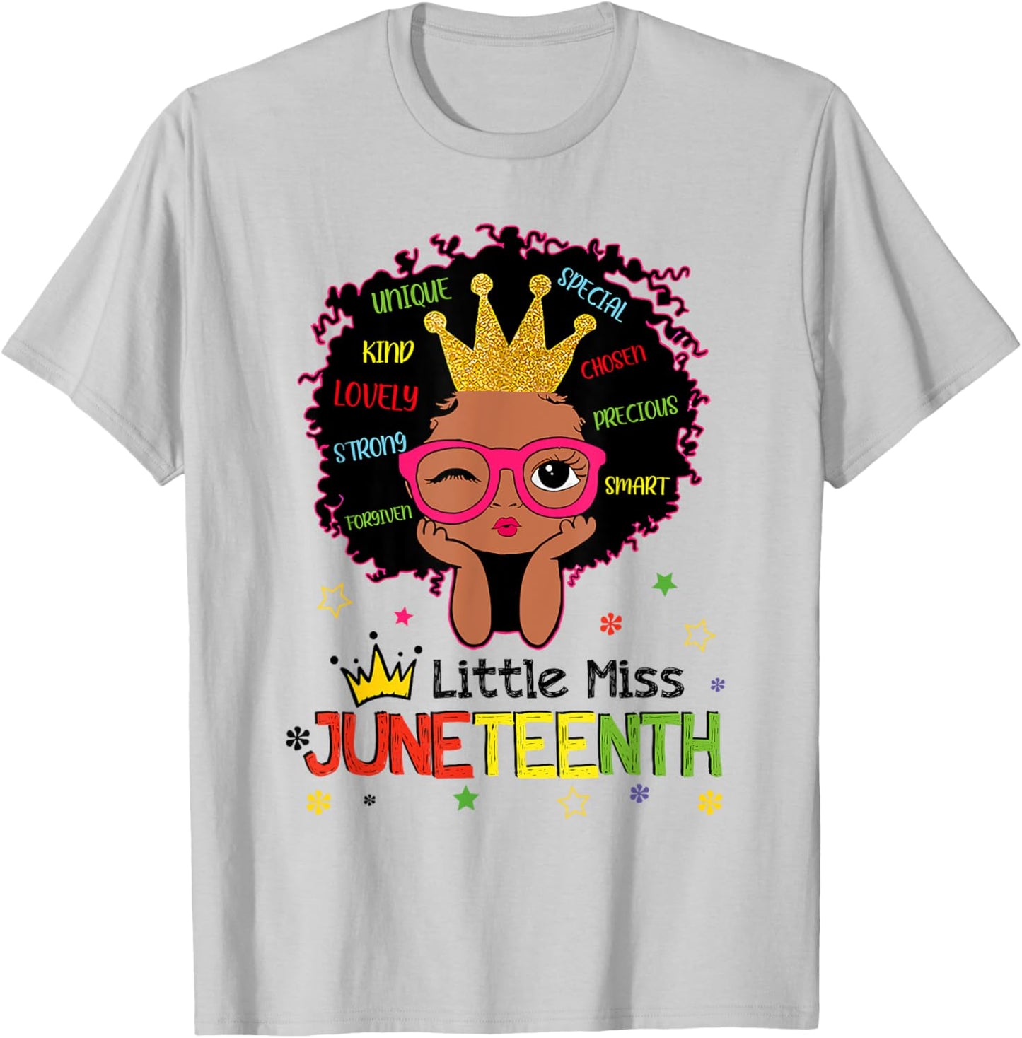 Little Miss Juneteenth Shirt Girl Toddler Black History Kids T-Shirt - T-Shirt | Ash