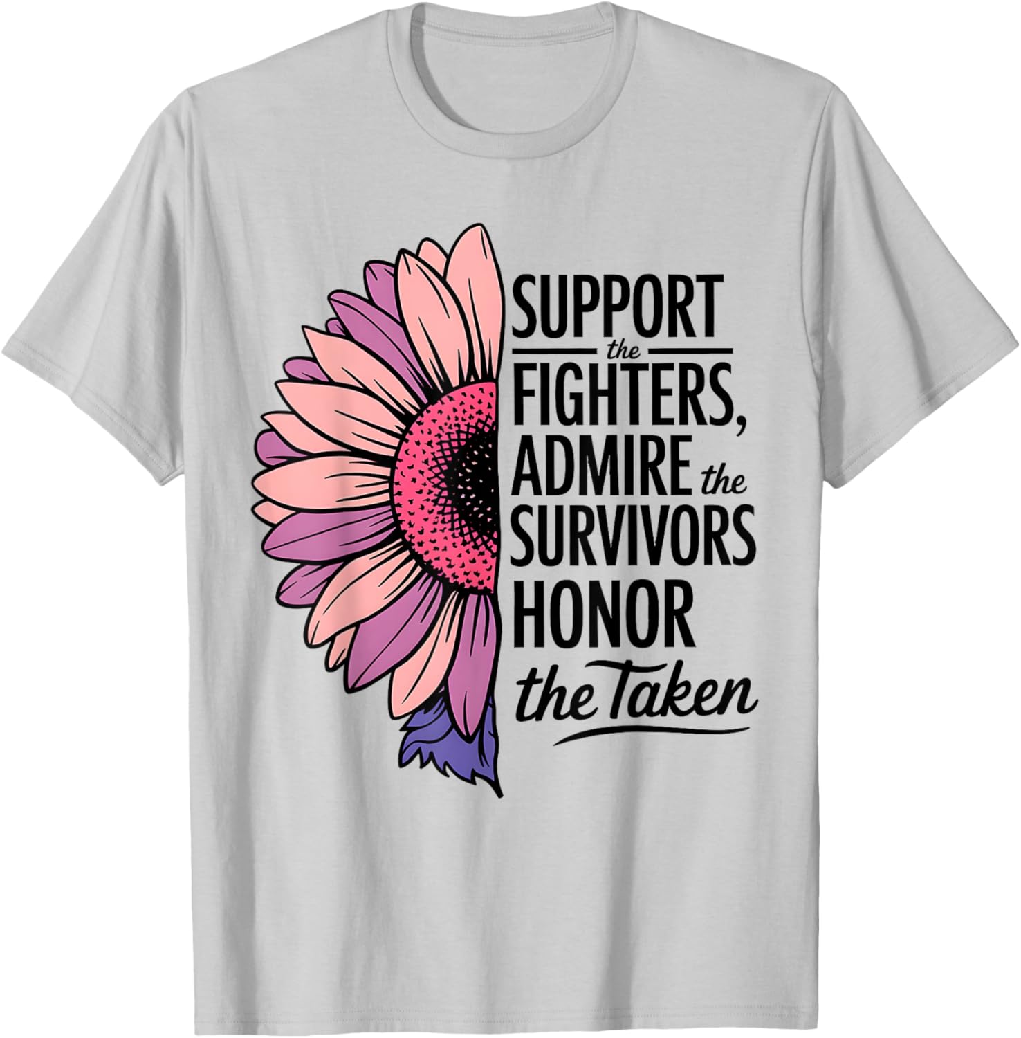 Breast Cancer Support Admire Honor Breast Cancer Awareness T-Shirt - T-Shirt | Ash