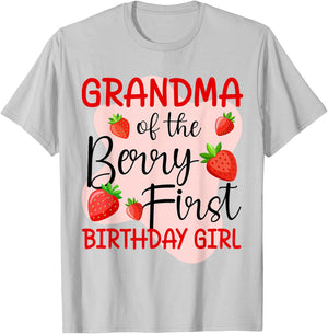 Grandma of The Berry First Birthday Girl Strawberry T-Shirt - T-Shirt | Ash