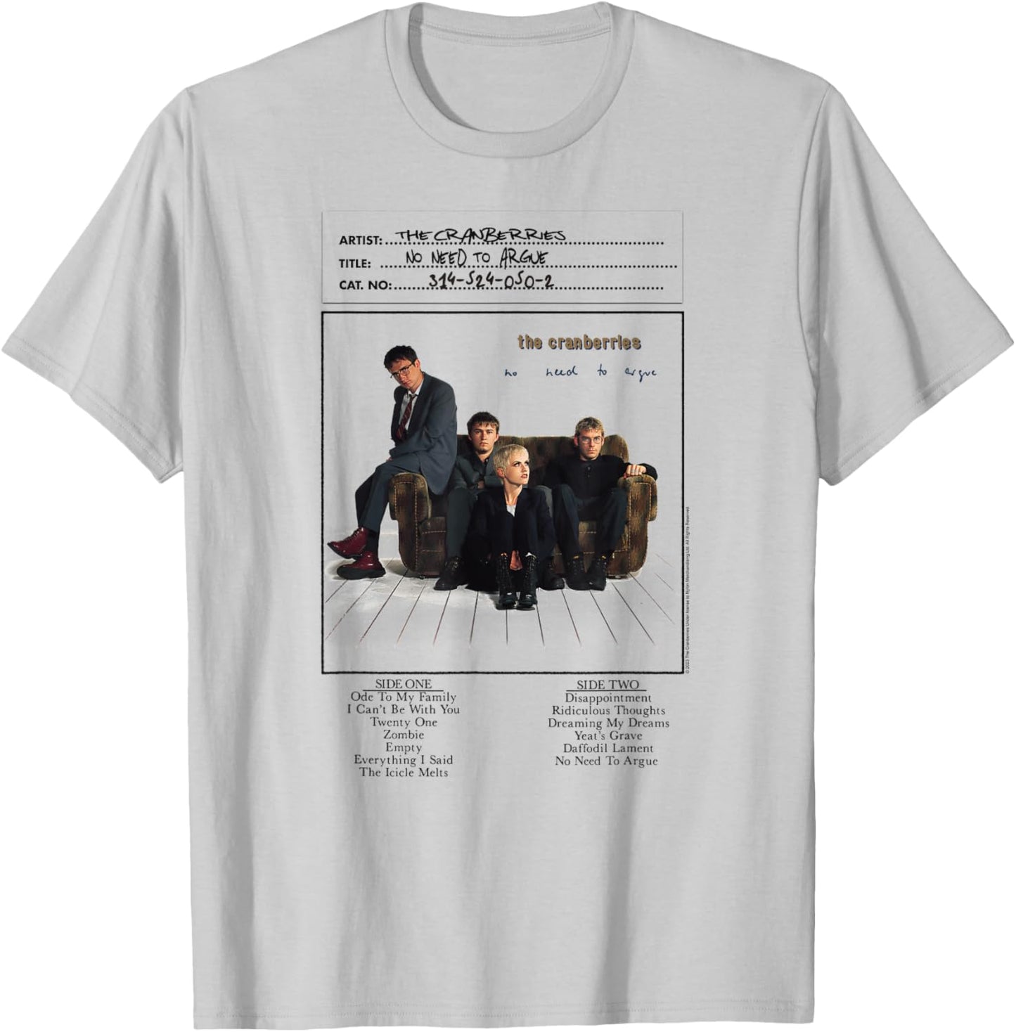 The Cranberries No Need to Argue Vinyl Handwritten Band , white, S T-Shirt - T-Shirt | Ash
