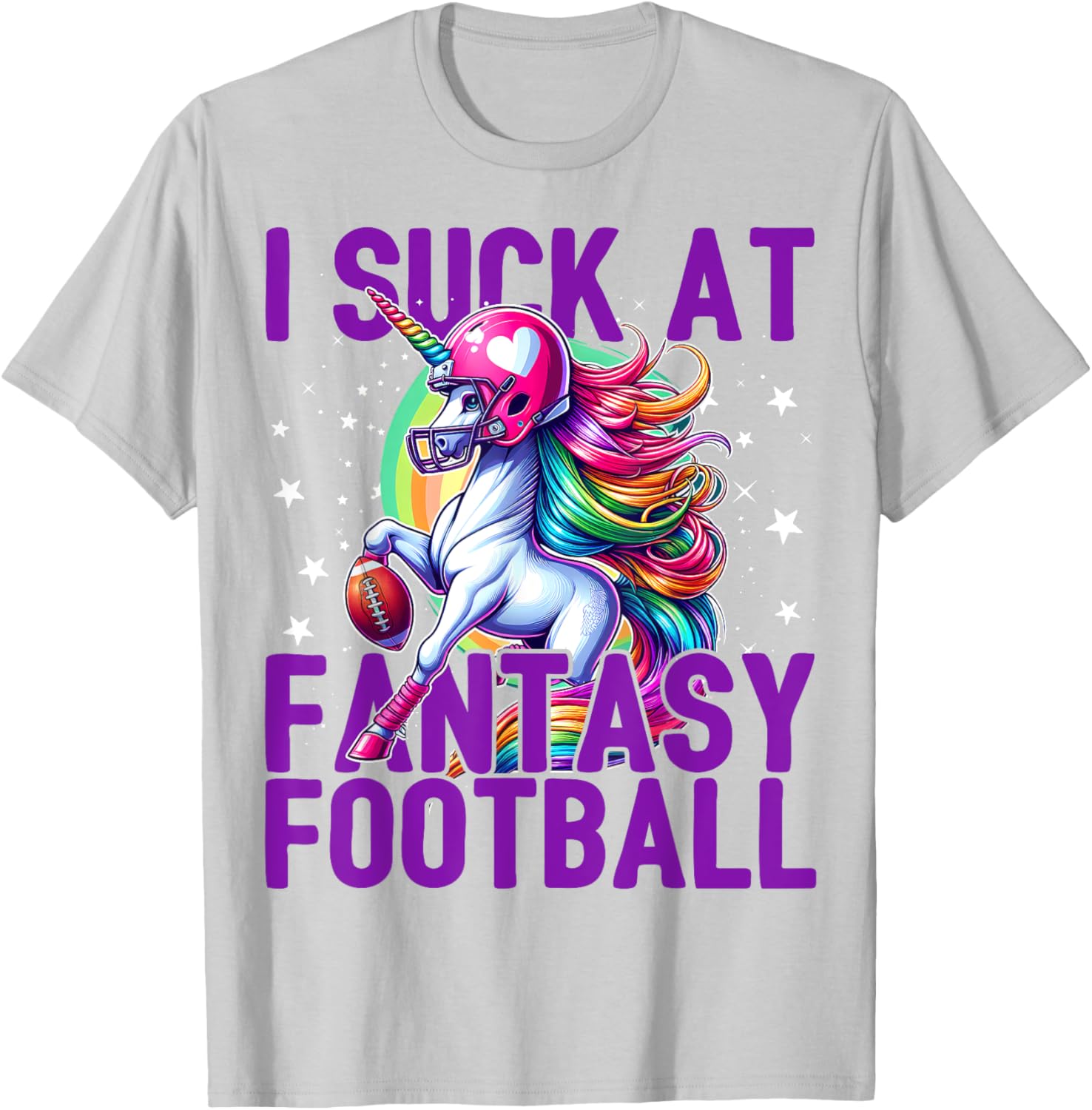 I Suck at Fantasy Football Unicorn Rainbow Loser Men T-Shirt - T-Shirt | Ash