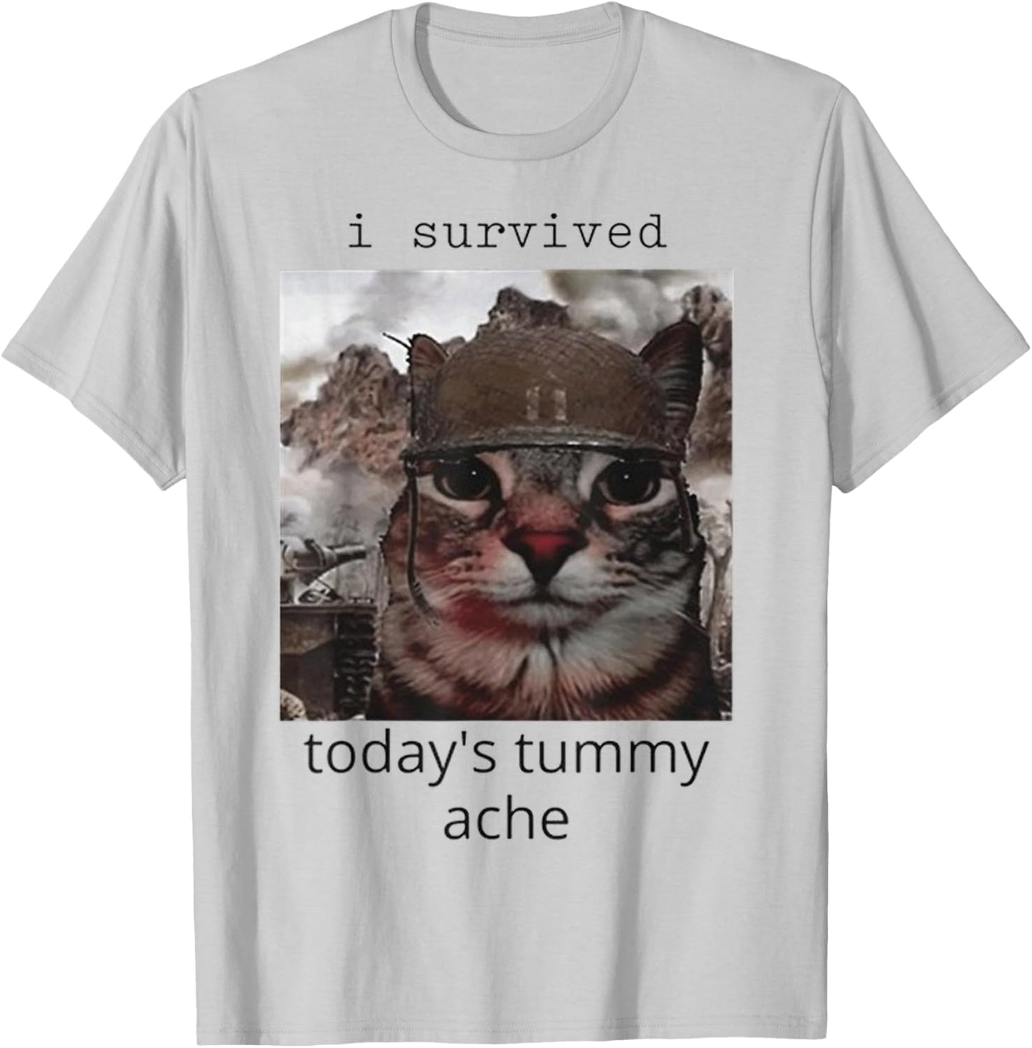 I survived today's tummy ache Cat T-Shirt - T-Shirt | Ash