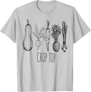 Crop Top Funny Gardening Pun Vegetable Art T-Shirt - T-Shirt | Ash