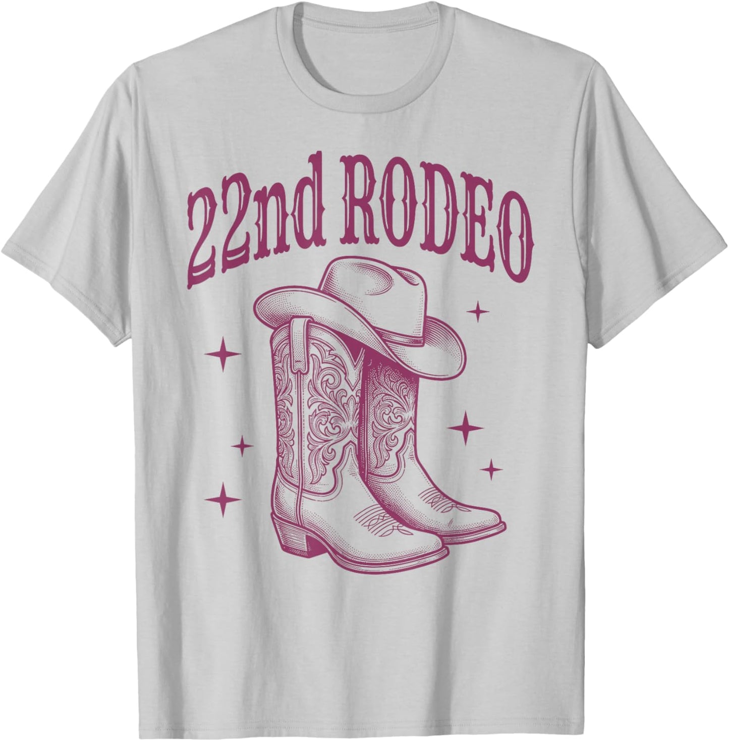 22nd Birthday Rodeo | Western Cowgirl Boots & Cowboy Hat T-Shirt - T-Shirt | Ash