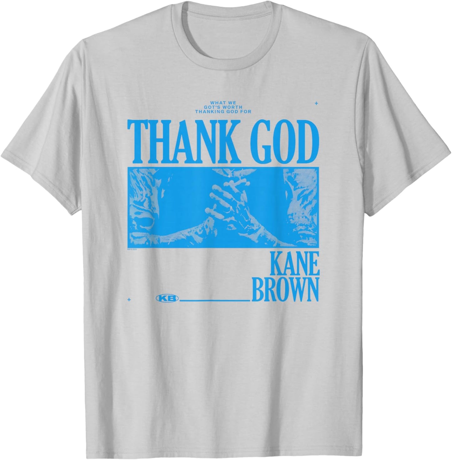 Kane Brown Thank God White & Blue Country Music Artist T-Shirt - T-Shirt | Ash