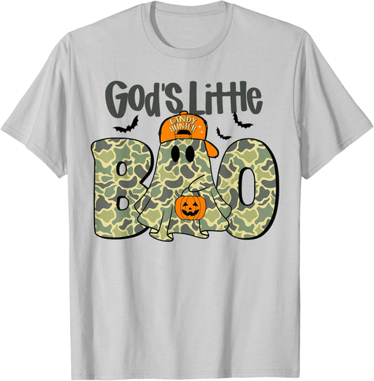 God's Little Boo Camo Ghost Christian Halloween Boys Kids T-Shirt - T-Shirt | Ash