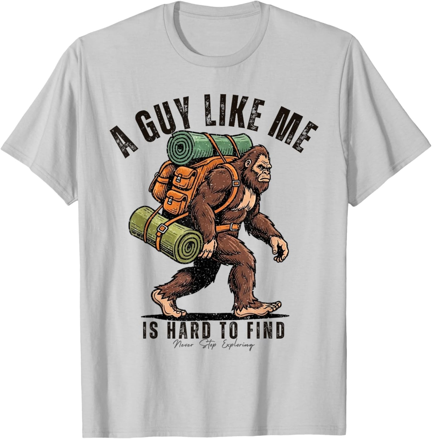 Bigfoot Camping Adventure Humor Hiking Sasquatch Funny T-Shirt - T-Shirt | Ash