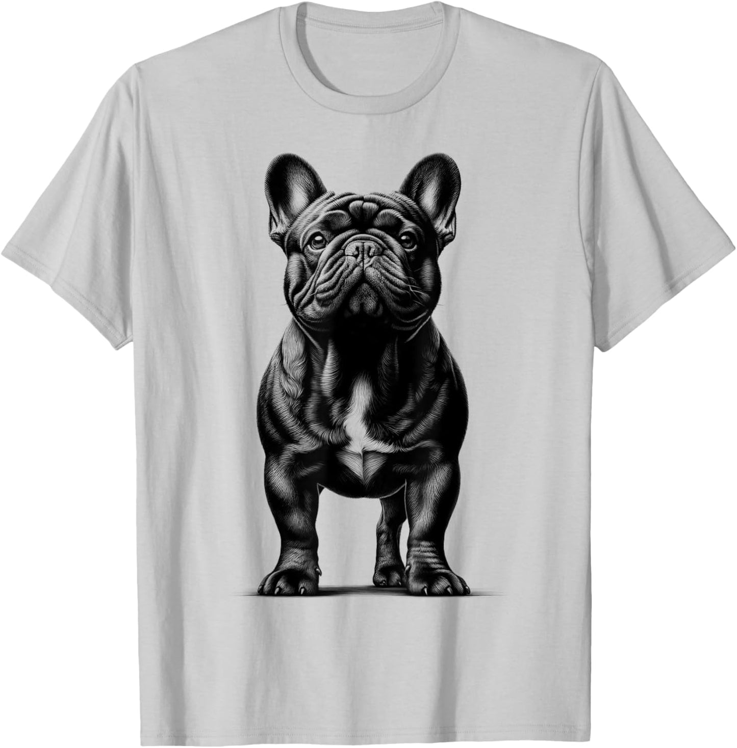 Cute French Bulldog in Proud Pose T-Shirt - T-Shirt | Ash