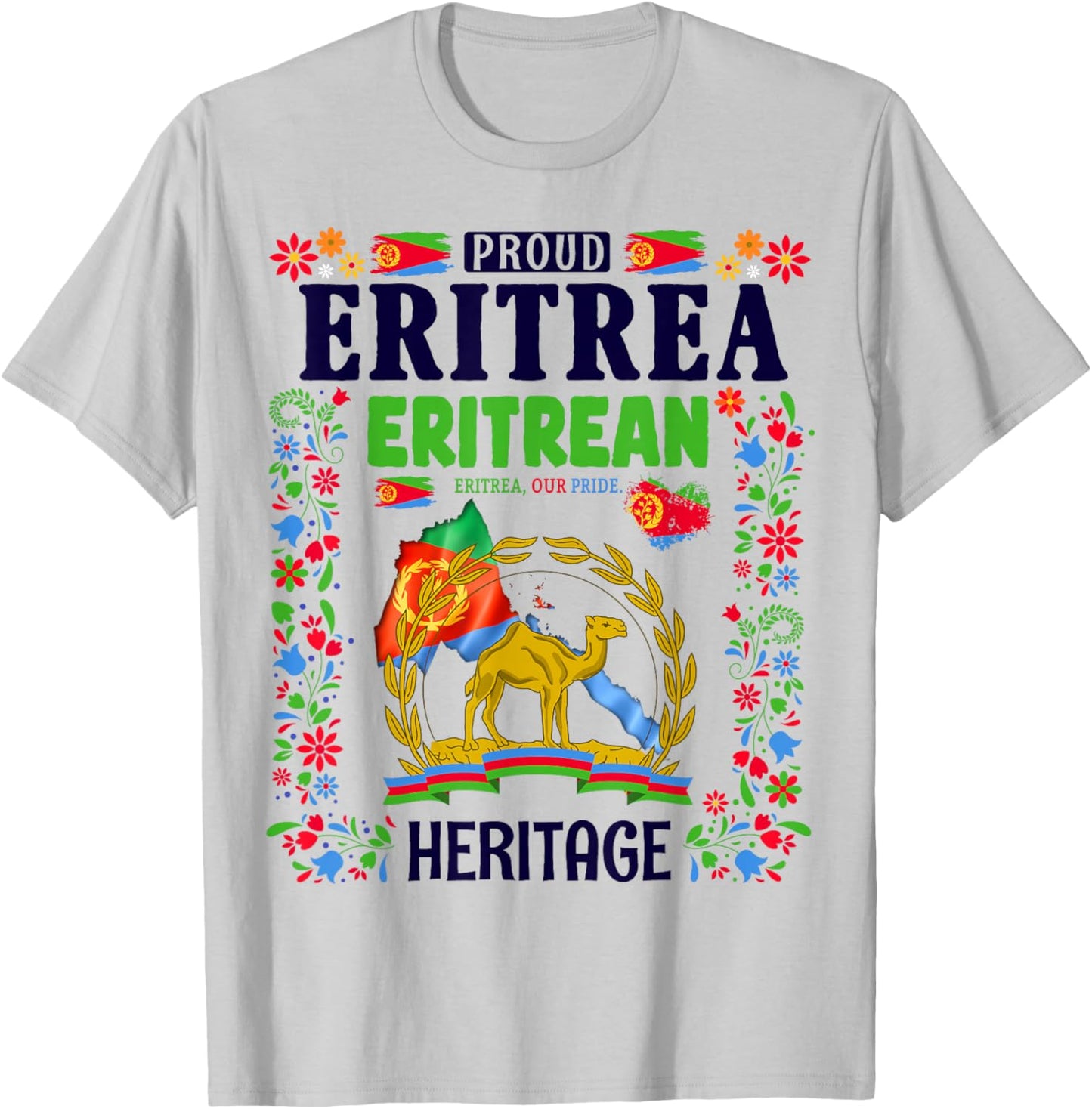 Eritrea Flag Themed Outfit Idea For Kids With Eritrean Flag T-Shirt - T-Shirt | Ash