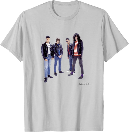 Ramones Punk Band Portrait with Clement Burke George DuBose T-Shirt - T-Shirt | Ash