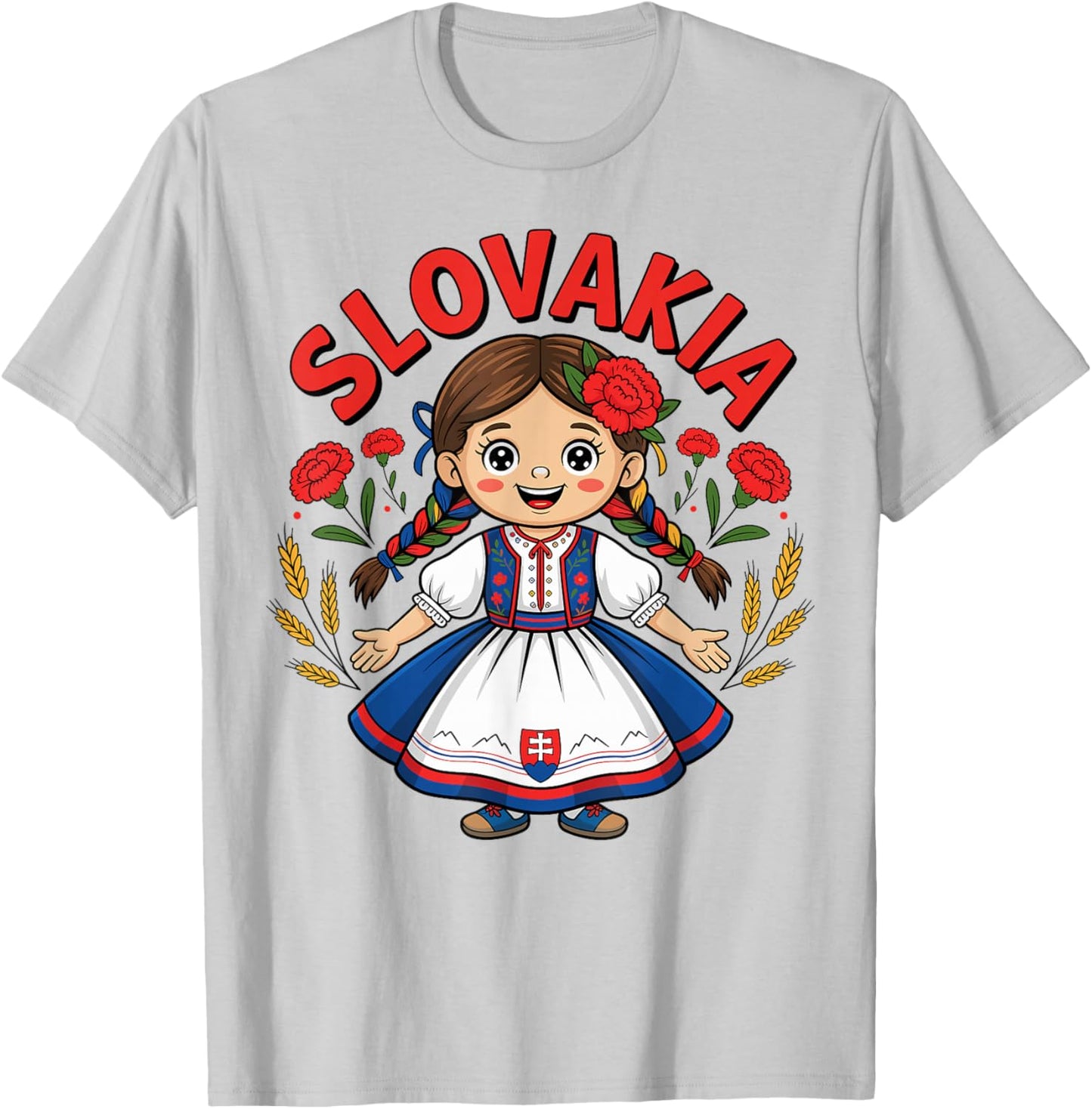 Cute Slovak Girl in Traditional Dress for Kids T-Shirt - T-Shirt | Ash