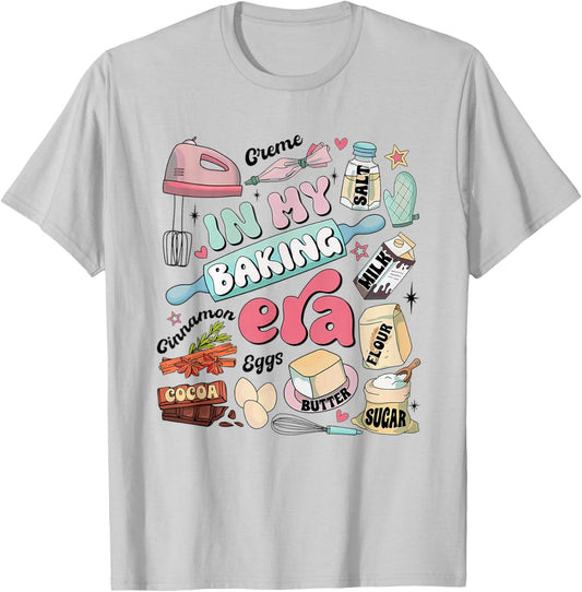 Retro In My Baking Era Funny Baker Baking Cute Chef Women T-Shirt - T-Shirt | Ash