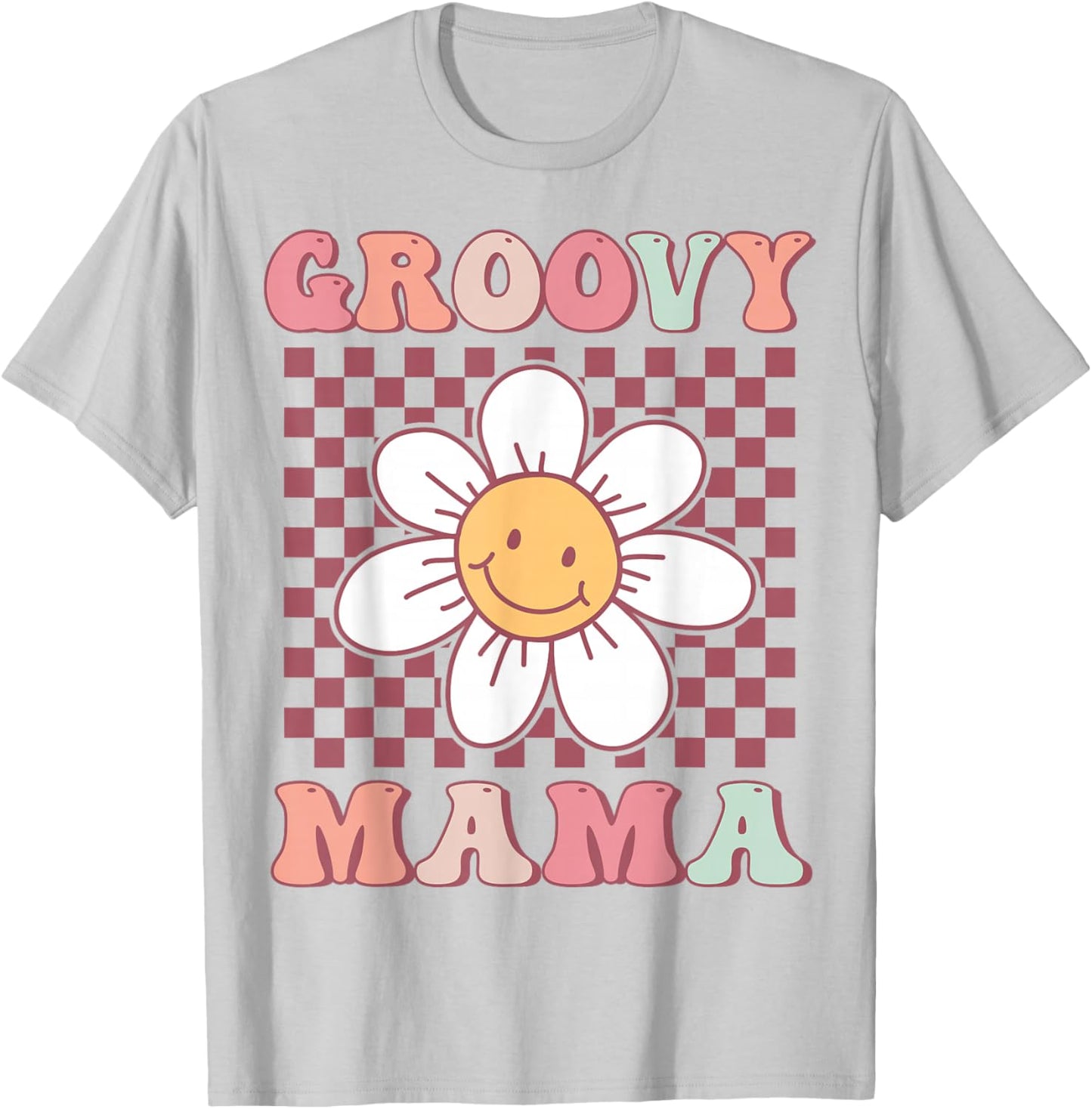 Cute Groovy Mama Matching Family Birthday Party Daisy Flower T-Shirt - T-Shirt | Ash