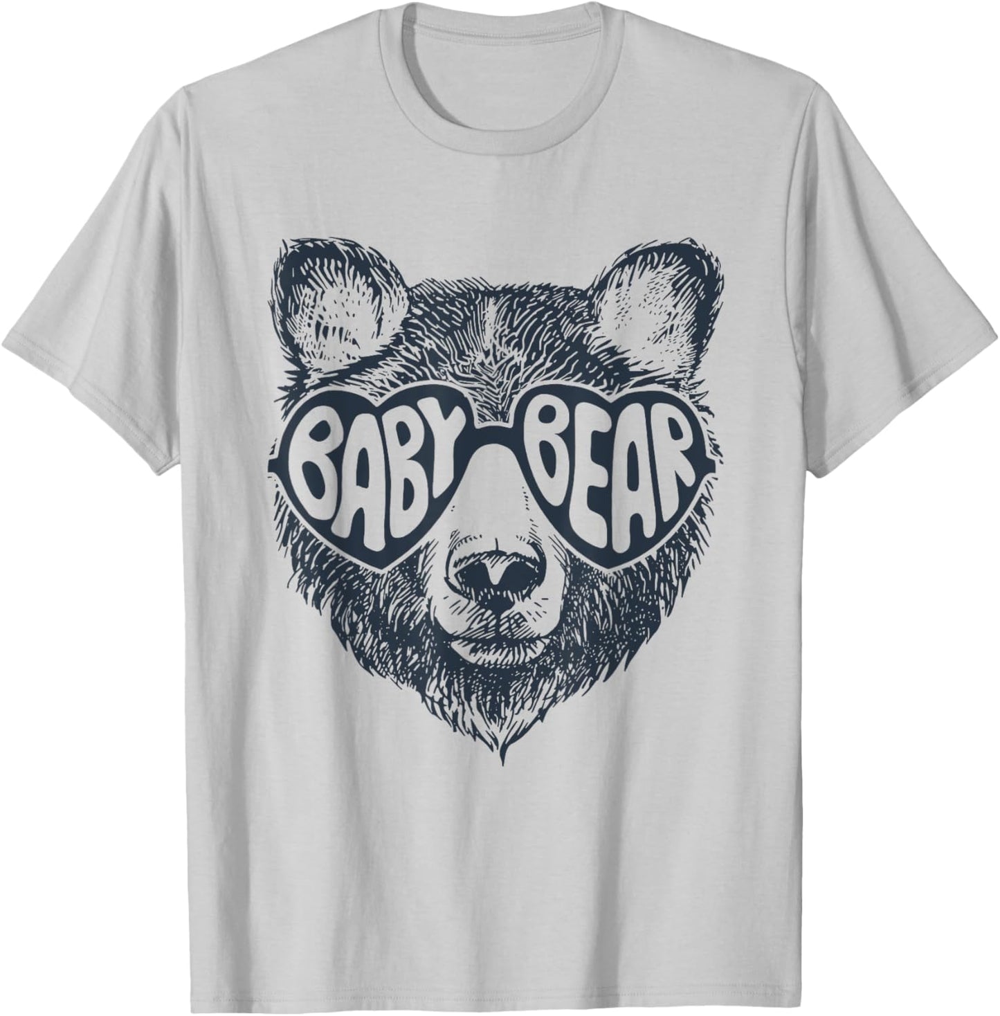 Baby Bear Face Sunglasses Print Mother's Day T-Shirt - T-Shirt | Ash