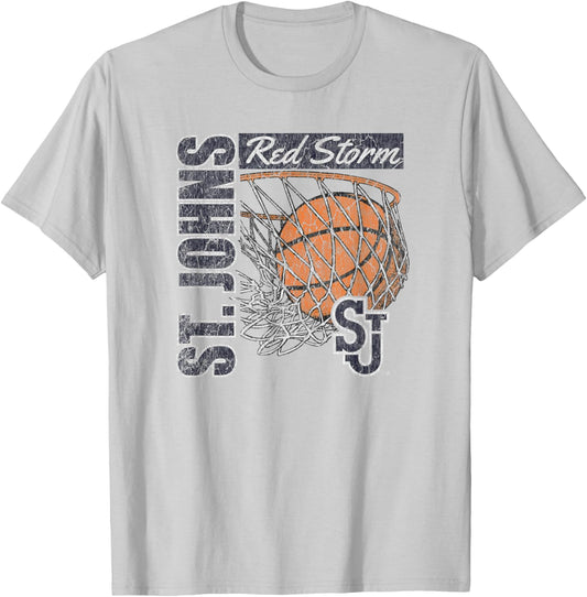 St. John's Red Storm Vintage Basketball 90's Red T-Shirt - T-Shirt | Ash