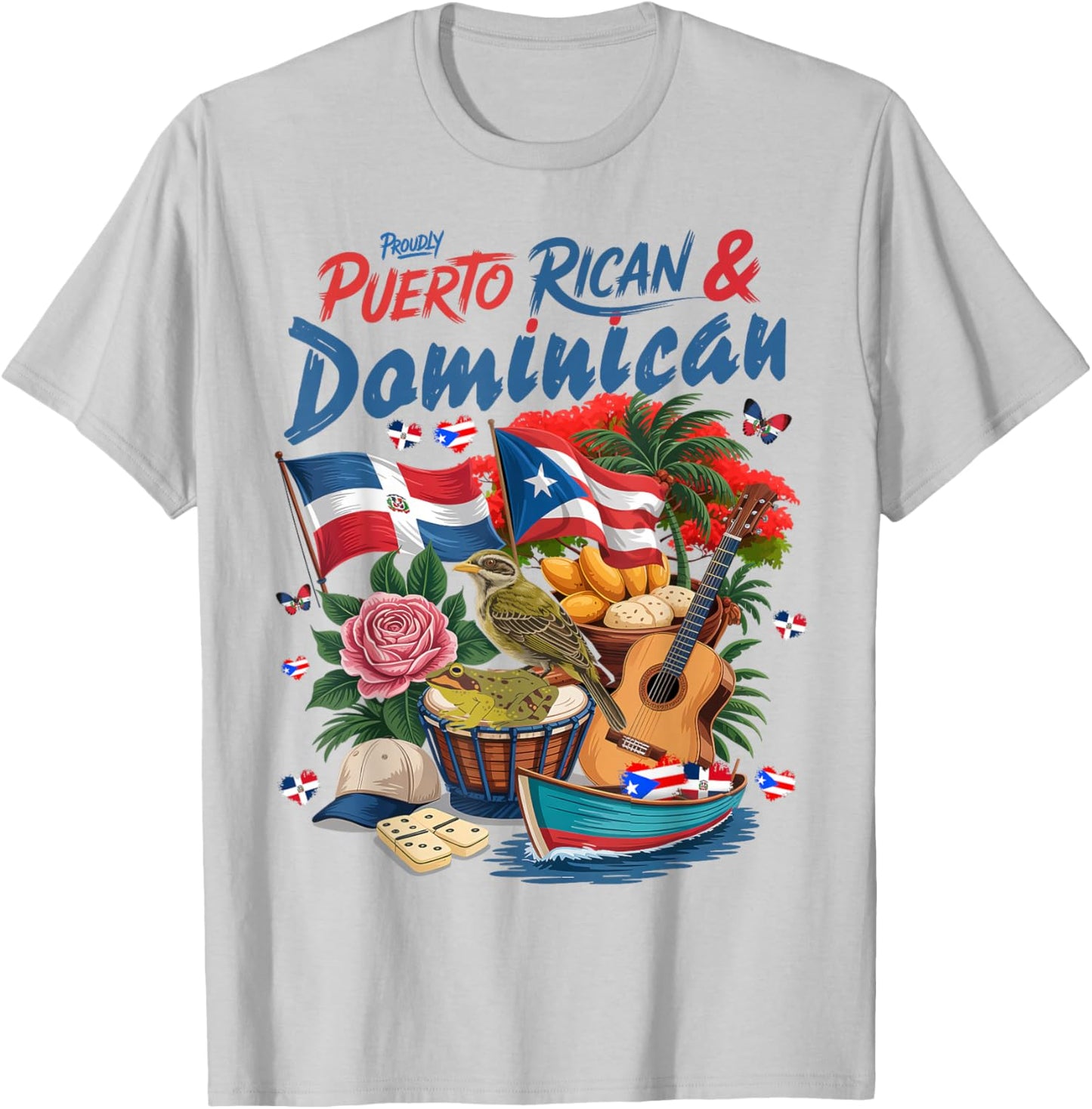 Dominican & Puerto Rican Flag Idea Dominican Theme T-Shirt - T-Shirt | Ash