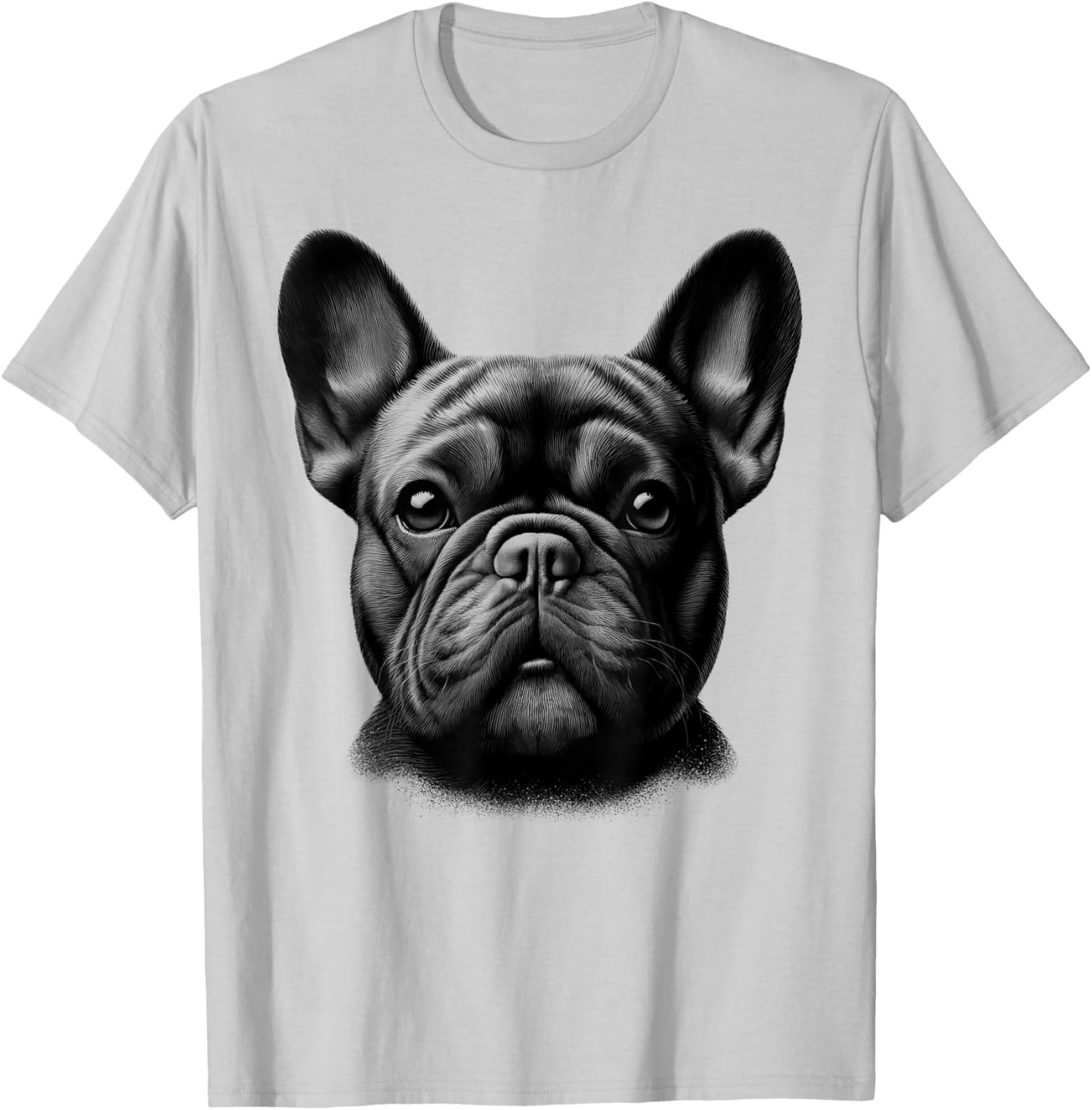 Head Portrait of a Cute French Bulldog T-Shirt - T-Shirt | Ash