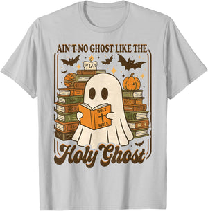 Groovy Aint No Ghost Like The Holy Ghost Christian Halloween T-Shirt - T-Shirt | Ash