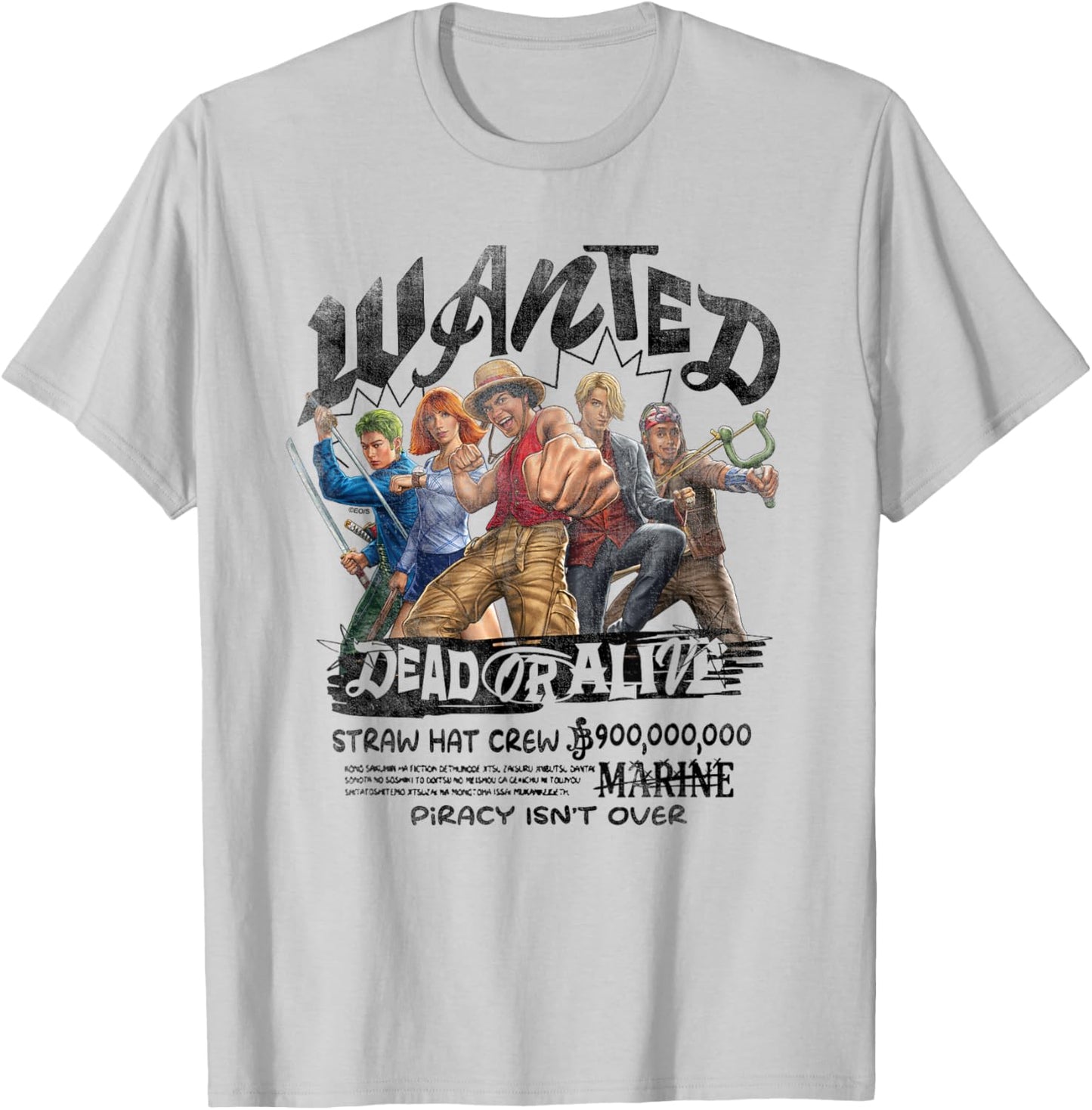 One Piece Straw Hat Crew Dead Or Alive T-Shirt - T-Shirt | Ash