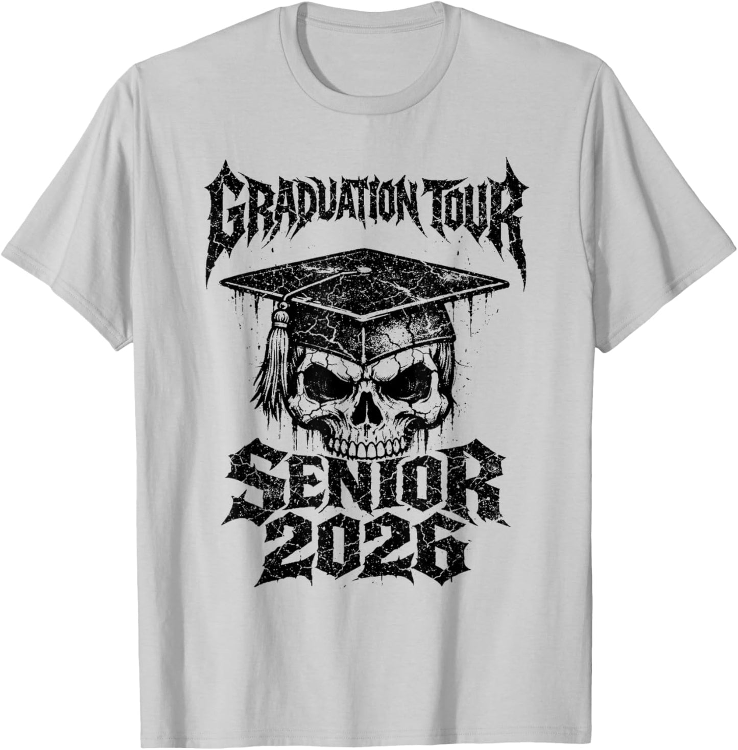 Senior 2026 Graduation Tour Gothic Vintage Skull Class 2026 T-Shirt - T-Shirt | Ash