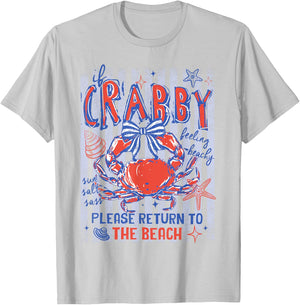 Crabby Please Return to The Beach Summer Vacation Hawaii T-Shirt - T-Shirt | Ash