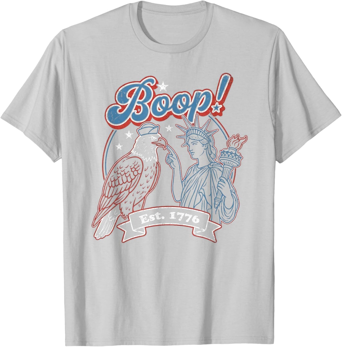 Boop 4th of July Retro Eagle Liberty America Vintage USA T-Shirt - T-Shirt | Ash