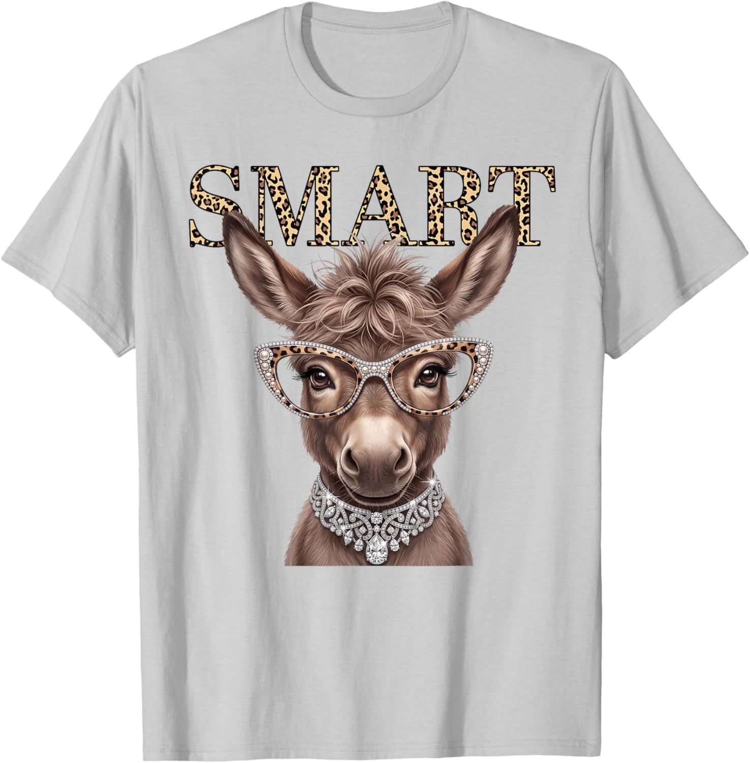 Smart Donkey Leopard Glasses Funny Meme Smart Donkey Ass T-Shirt - T-Shirt | Ash