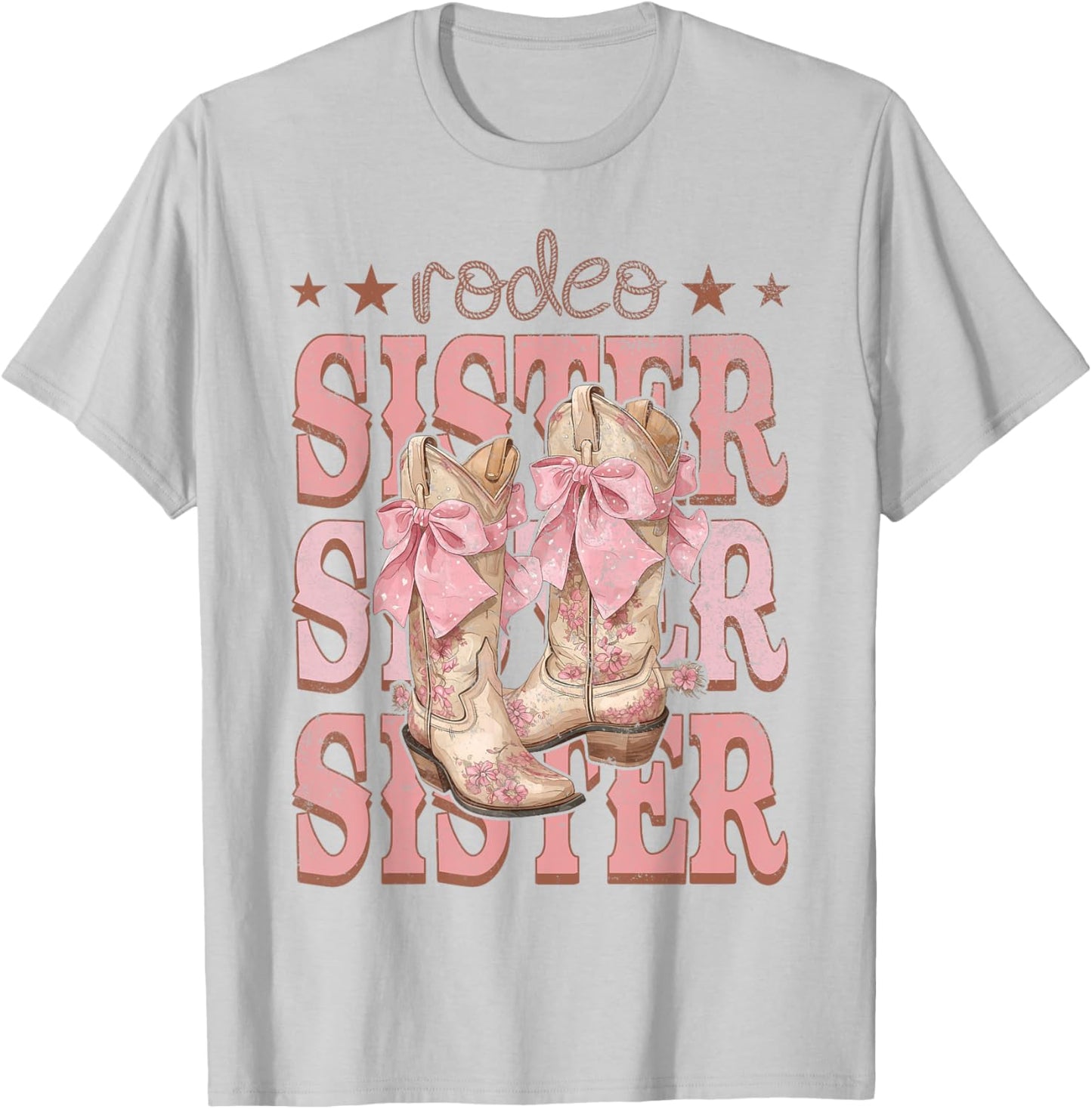 Rodeo Sister Pink Boots Coquette Cow-Girl Birthday Party T-Shirt - T-Shirt | Ash